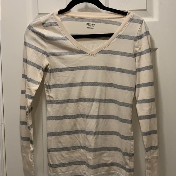 Cream and Gray Striped Longsleeve - Picture 2 of 4